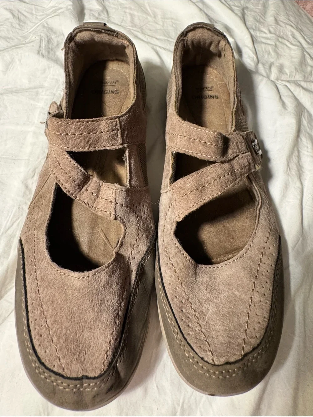 Earth Origins Taupe Leather Mary Jane Comfort Shoes Women’s 8.5